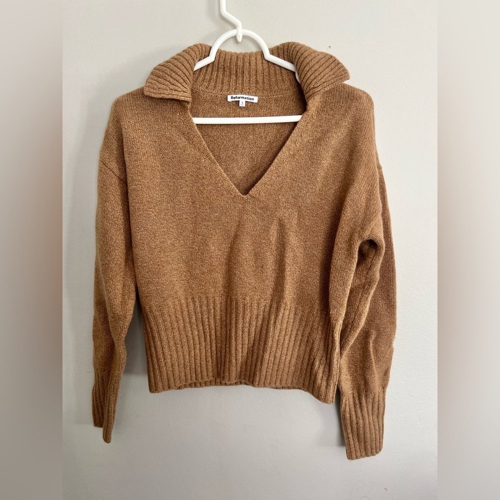 Reformation Beckie Cashmere Collared Sweater Pullover Long Sleeve Size Small - Picture 3 of 6